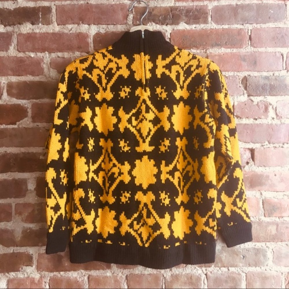 VTG Damask Knit Mockneck Sweater Size 36 - Picture 2 of 6